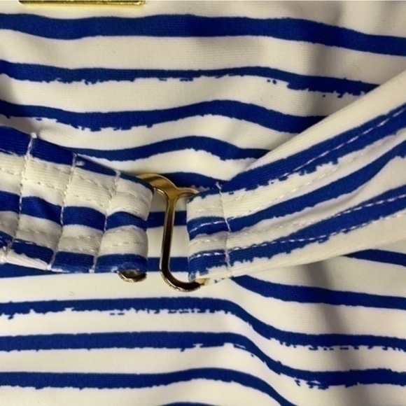 Nicole Miller Blue Stripe Halter Top Bikini Swimsuit Size 8 NWT - Picture 4 of 16